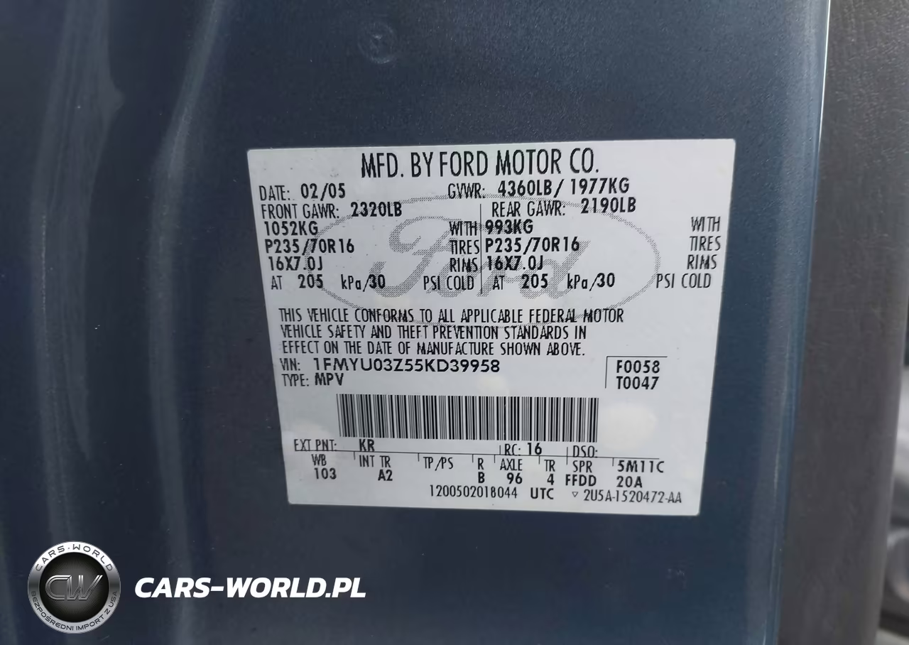 2005 Ford Escape Xlt VIN:1FMYU03Z55KD39958 - 9