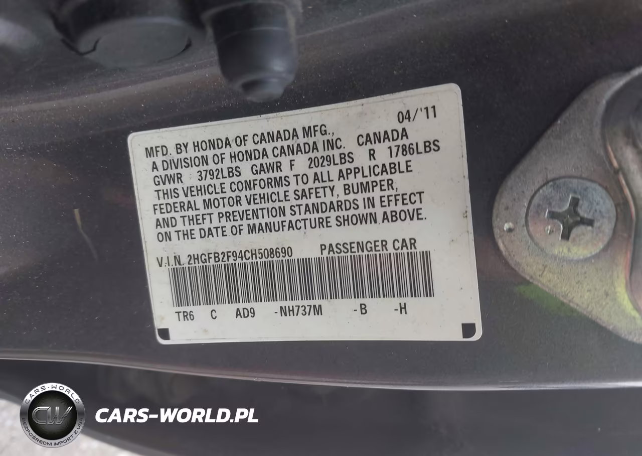 2012 Honda Civic Ex-L VIN:2HGFB2F94CH508690 - 9