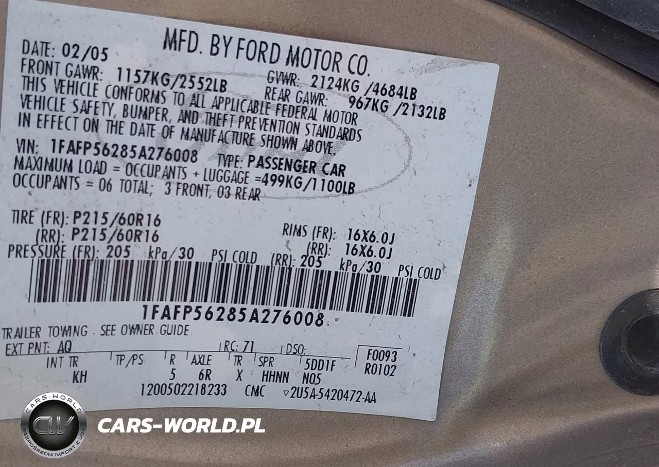 2005 Ford Taurus Sel VIN:1FAFP56285A276008 - 9