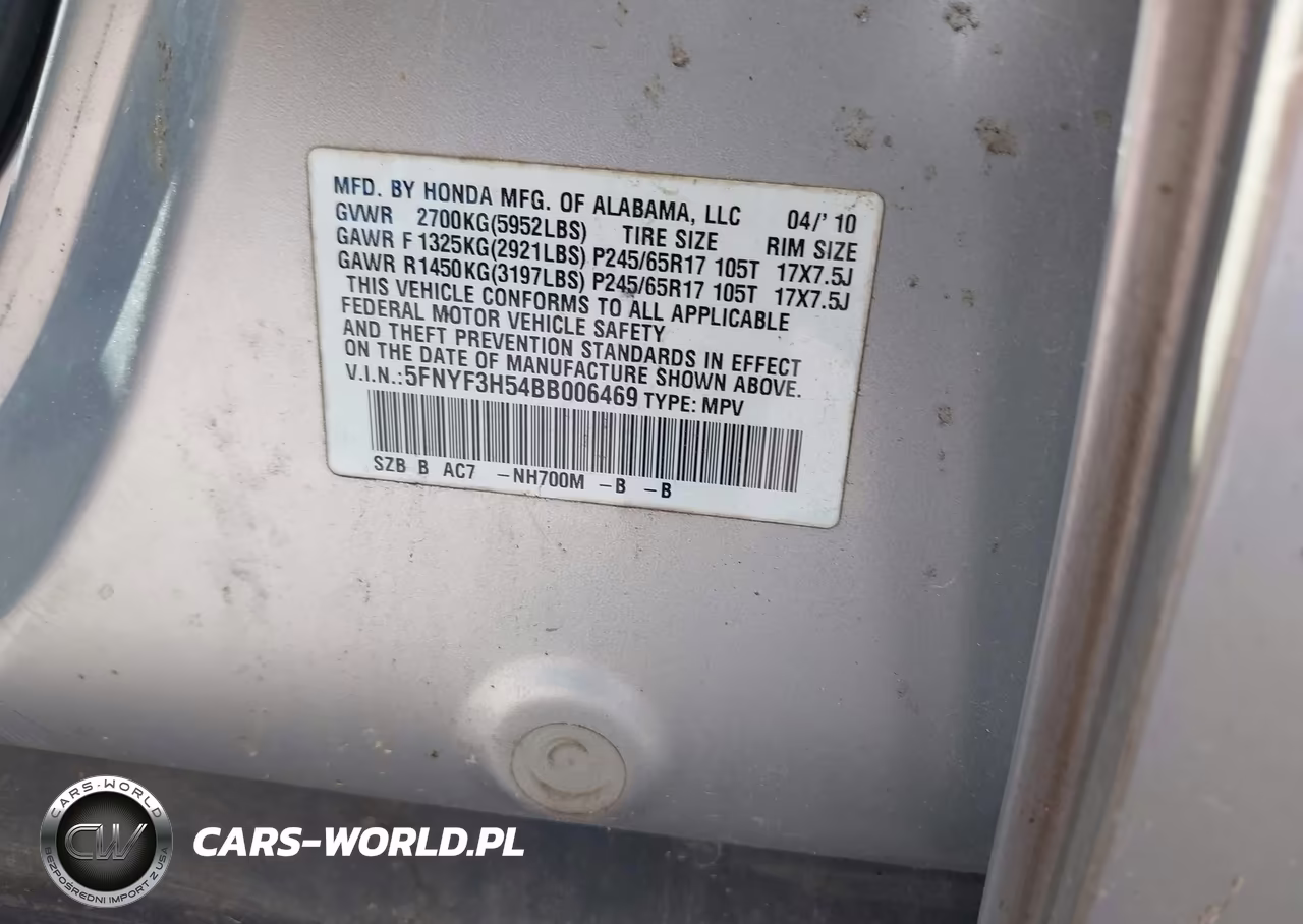 2011 Honda Pilot Ex-L VIN:5FNYF3H54BB006469 - 9
