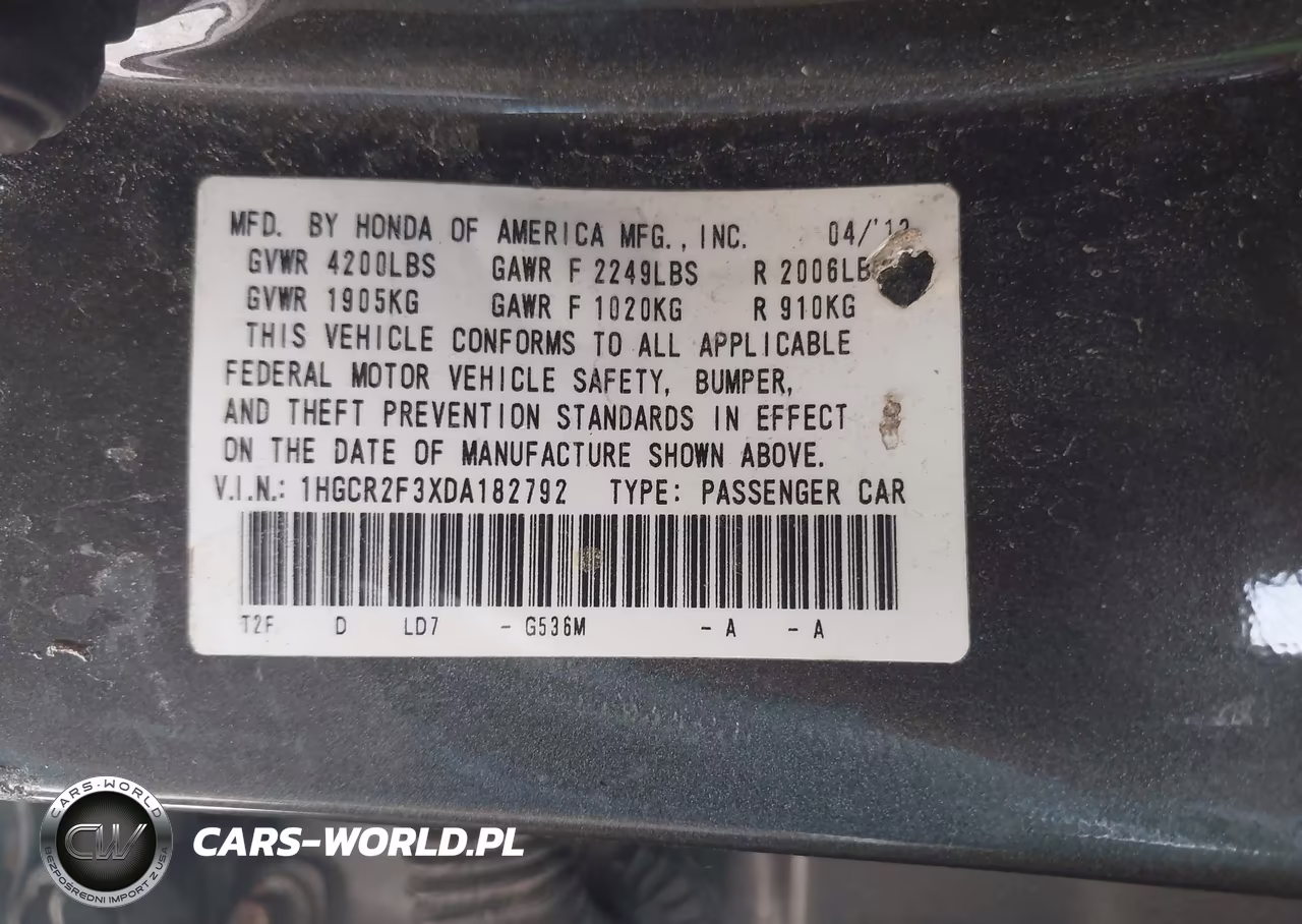 2013 Honda Accord Lx VIN:1HGCR2F3XDA182792 - 9