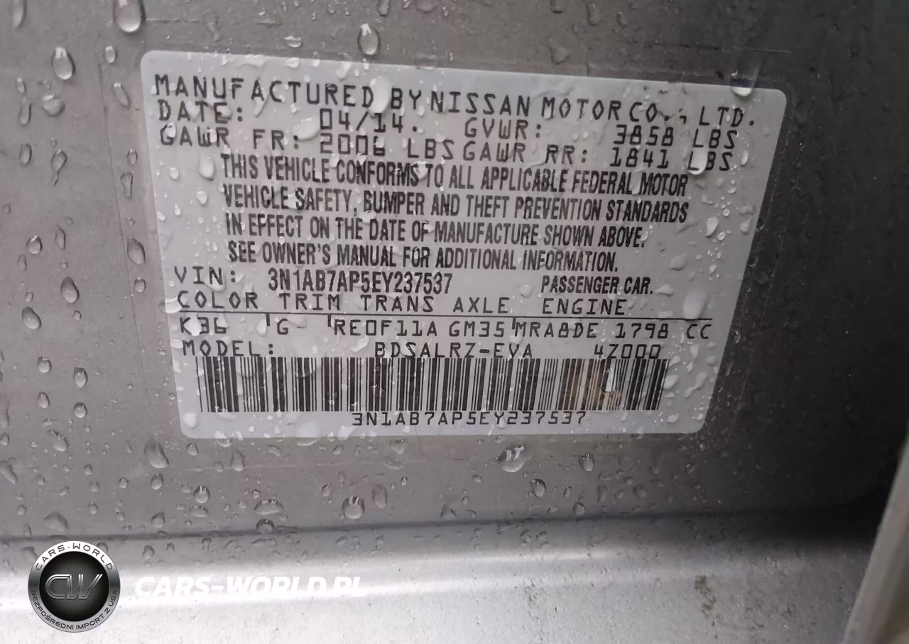 2014 Nissan Sentra Sr VIN:3N1AB7AP5EY237537 - 9