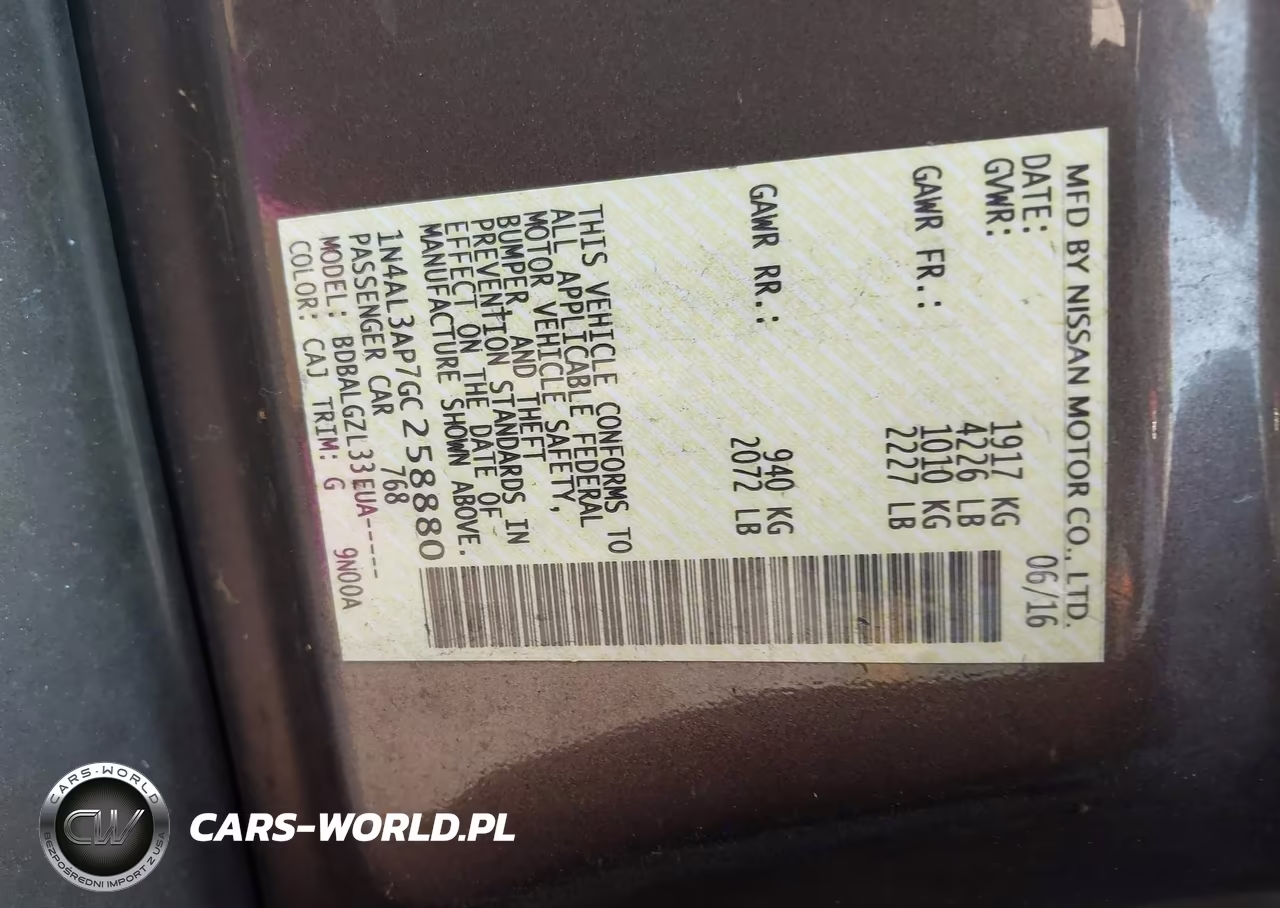 2016 Nissan Altima 2.5-2.5 S-2.5 Sl-2.5 Sr-2.5 Sv VIN:1N4AL3AP7GC258880 - 9