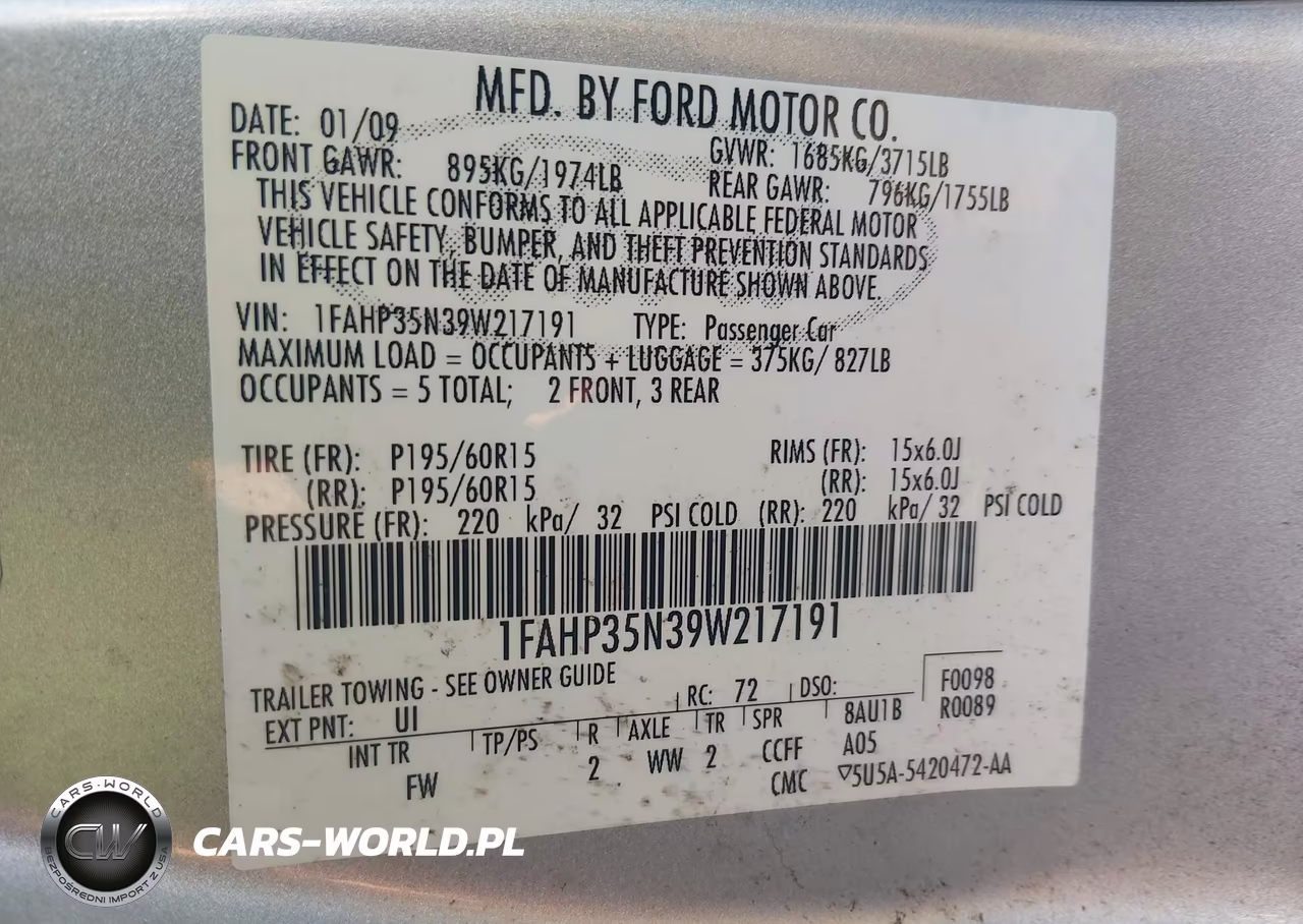 2009 Ford Focus Se VIN:1FAHP35N39W217191 - 9