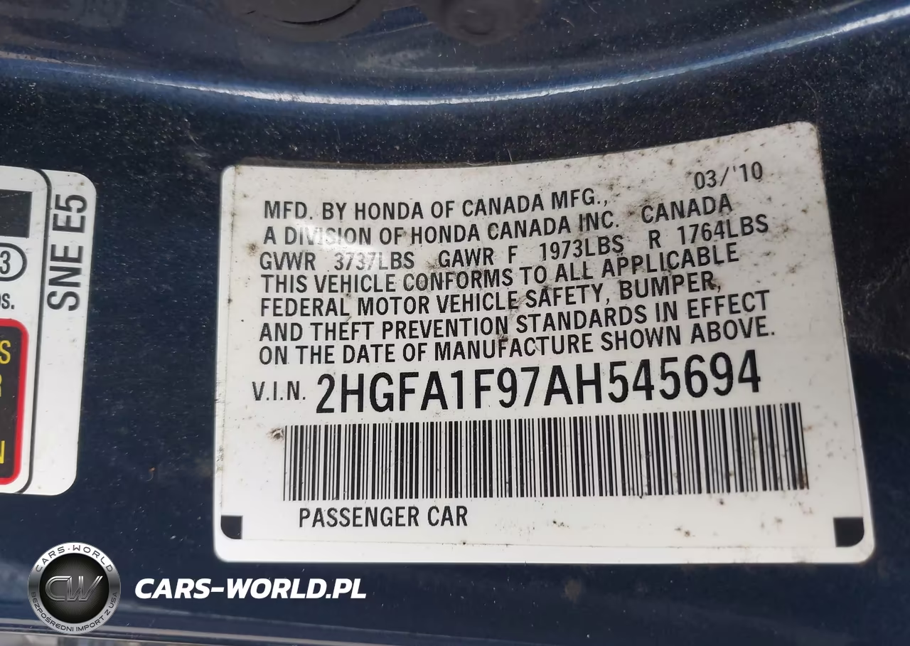 2010 Honda Civic Ex-L VIN:2HGFA1F97AH545694 - 9