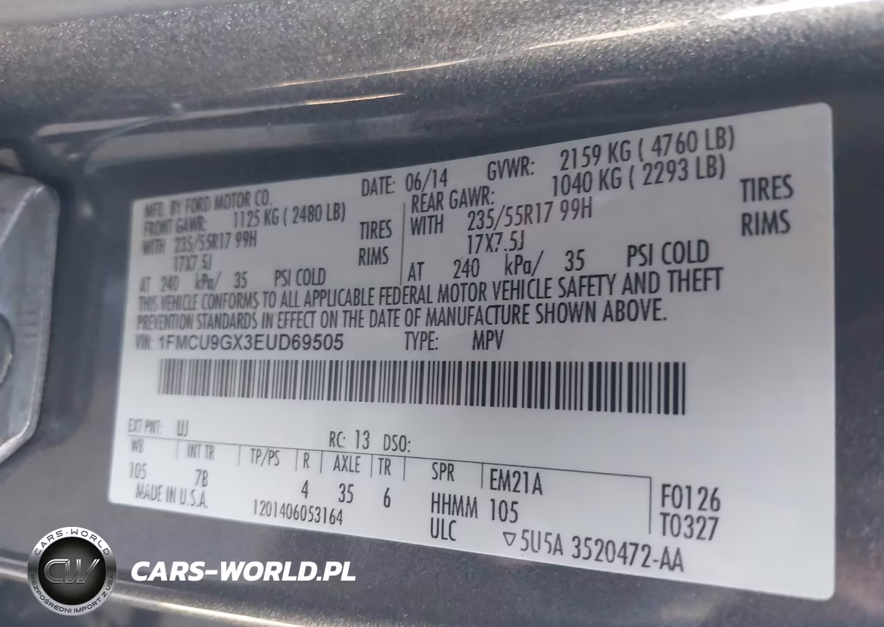 2014 Ford Escape Se VIN:1FMCU9GX3EUD69505 - 9