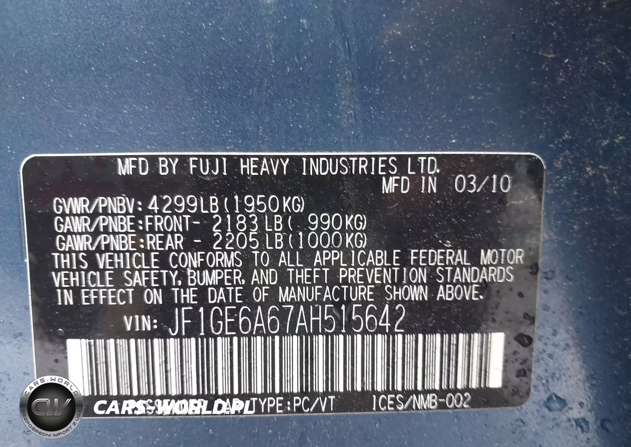 2010 Subaru Impreza 2.5I VIN:JF1GE6A67AH515642 - 9