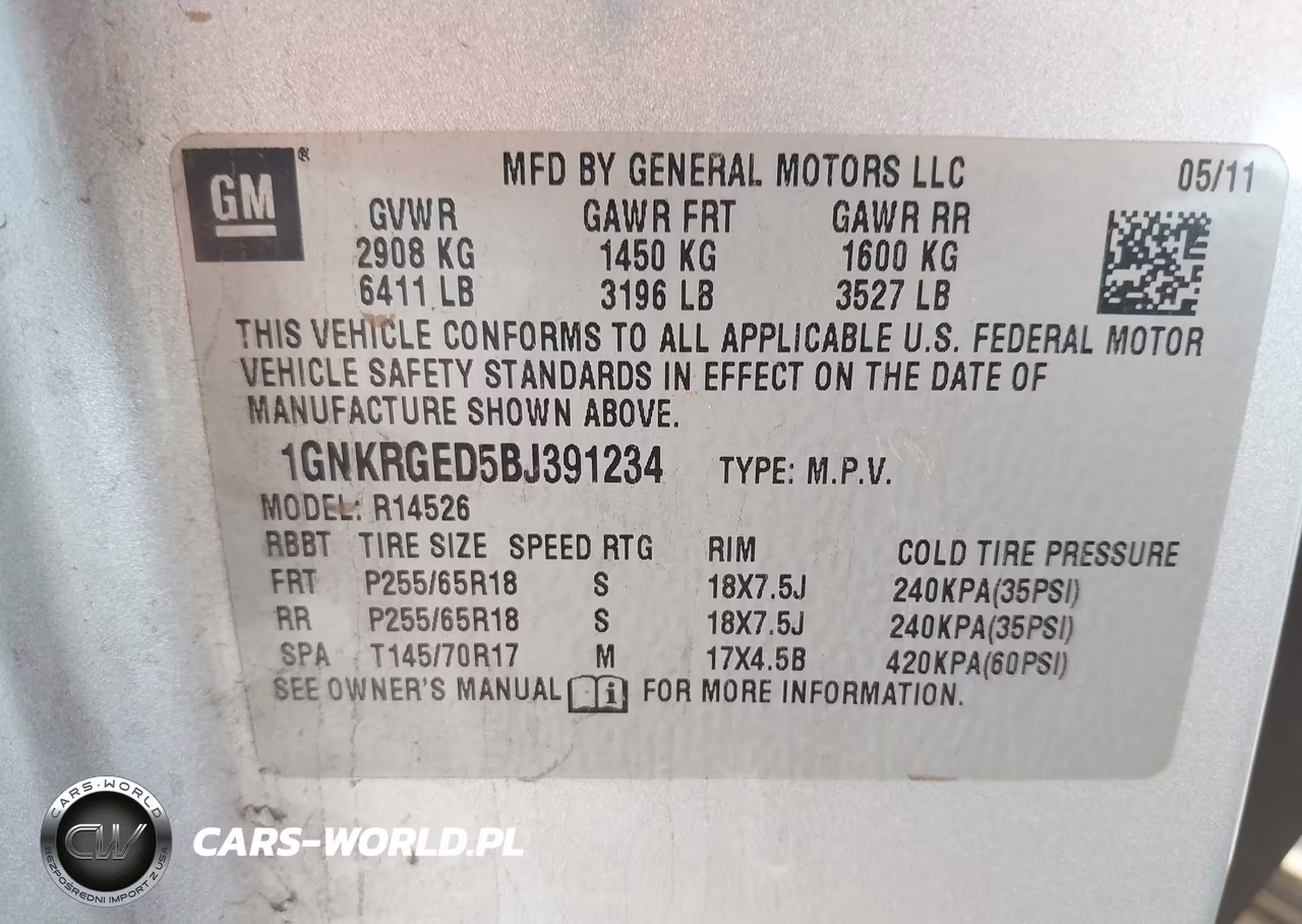 2011 Chevrolet Traverse Lt W-1Lt VIN:1GNKRGED5BJ391234 - 9