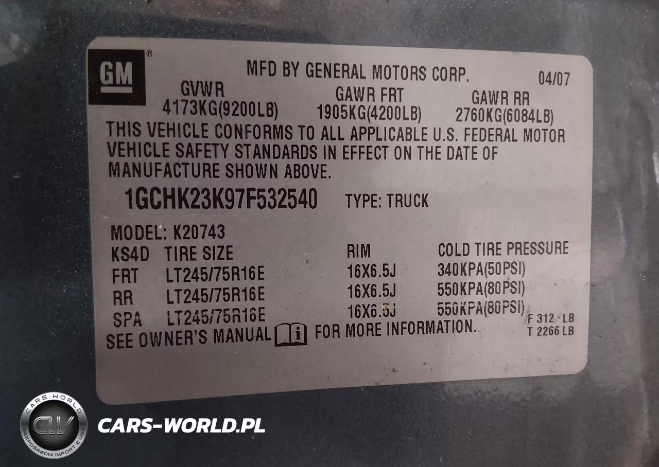 2007 Chevrolet Silverado 2500Hd Lt2 VIN:1GCHK23K97F532540 - 9