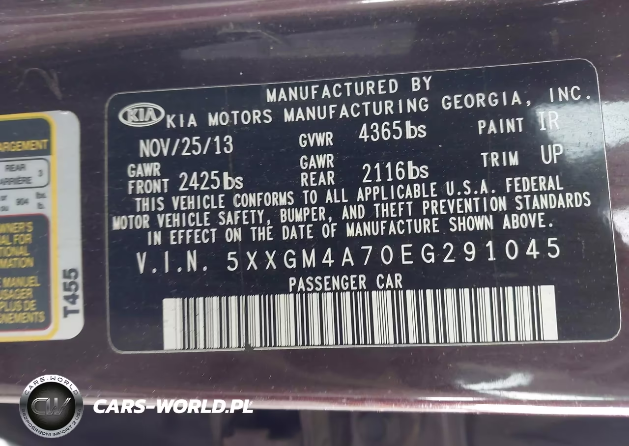 2014 Kia Optima Lx VIN:5XXGM4A70EG291045 - 9