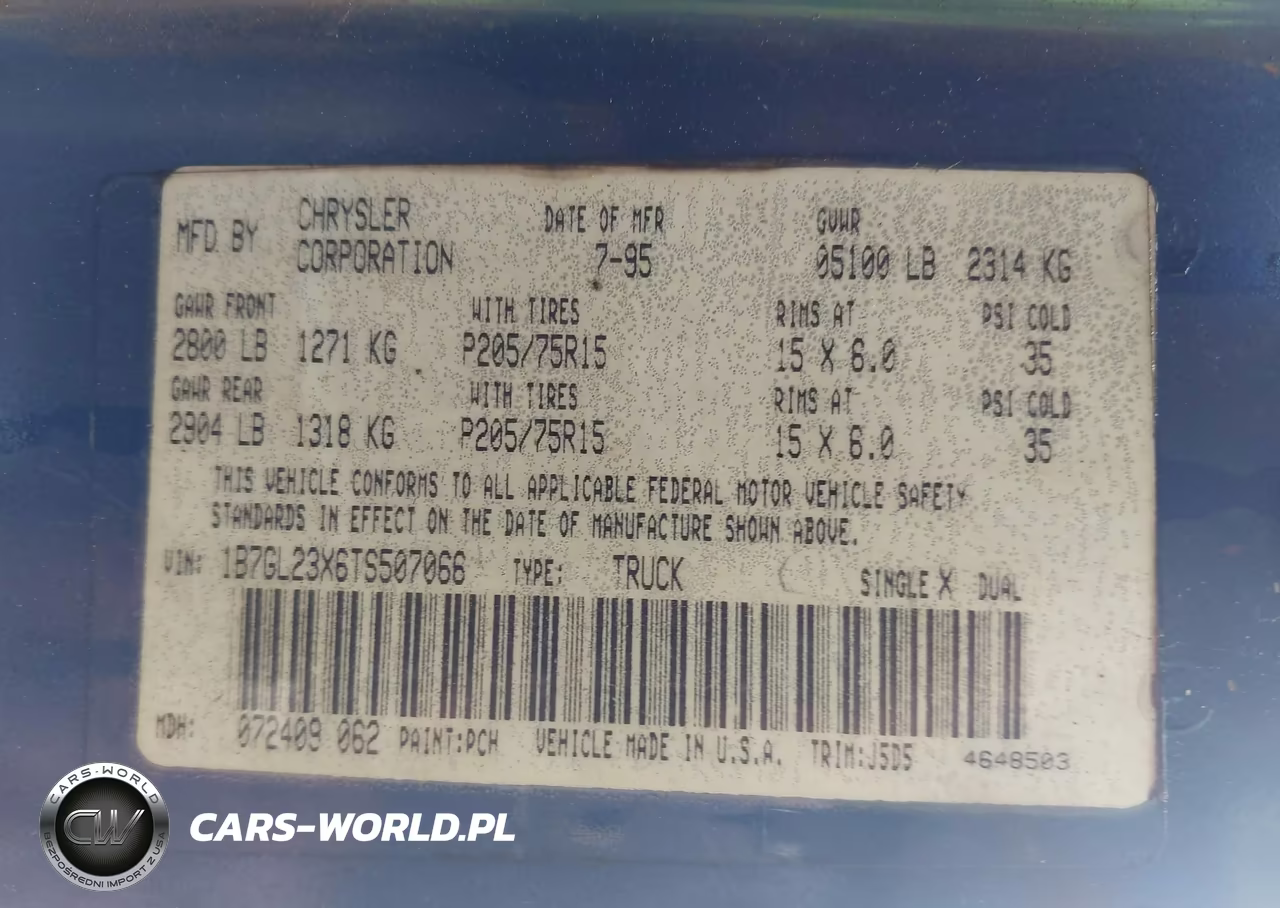 1996 Dodge Dakota VIN:1B7GL23X6TS507066 - 9