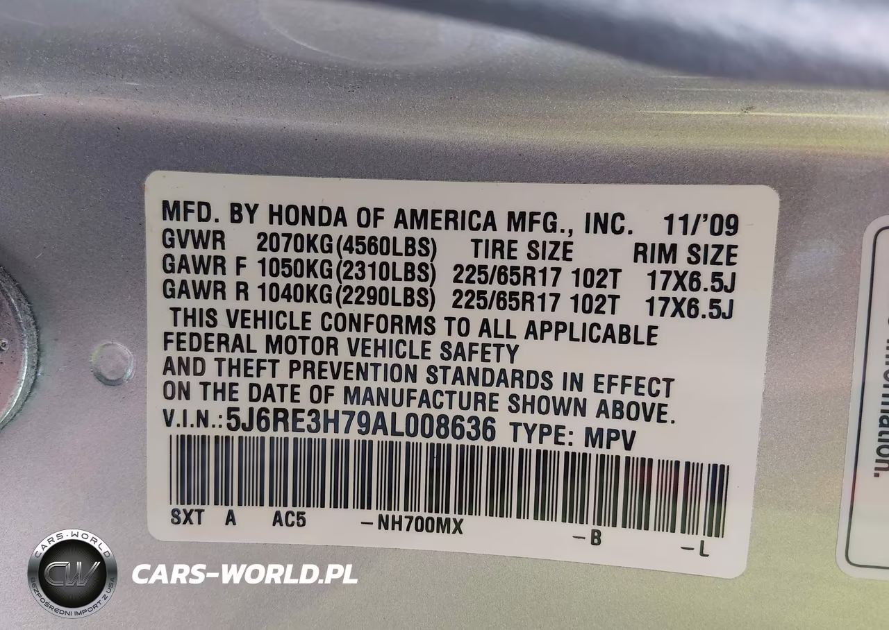 2010 Honda Cr-V Ex-L VIN:5J6RE3H79AL008636 - 9