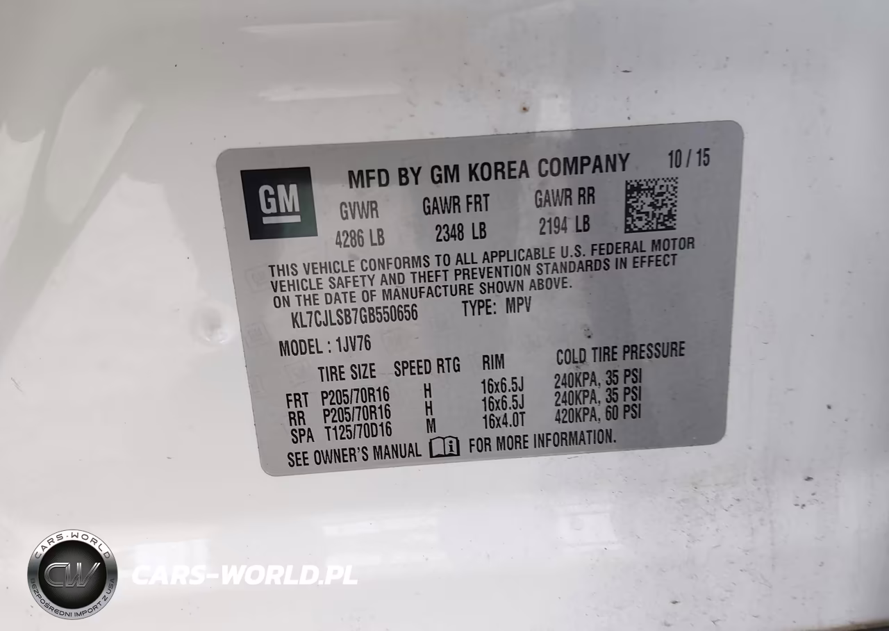2016 Chevrolet Trax Lt VIN:KL7CJLSB7GB550656 - 9