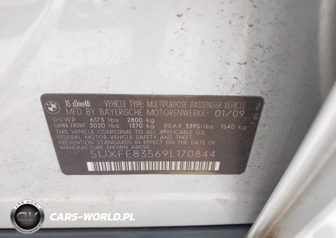 2009 BMW X5 xDrive48I VIN:5UXFE83569L170844 - 9