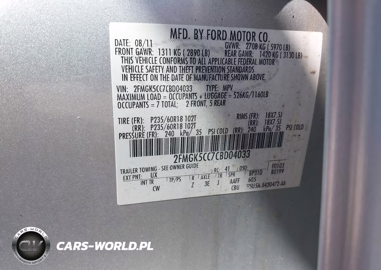 2012 Ford Flex Sel VIN:2FMGK5CC7CBD04033 - 9