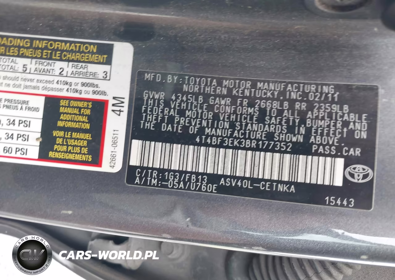 2011 Toyota Camry Le VIN:4T4BF3EK3BR177352 - 9