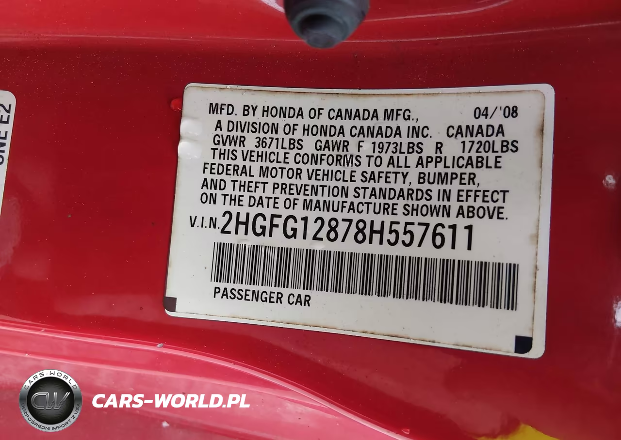 2008 Honda Civic Ex VIN:2HGFG12878H557611 - 9