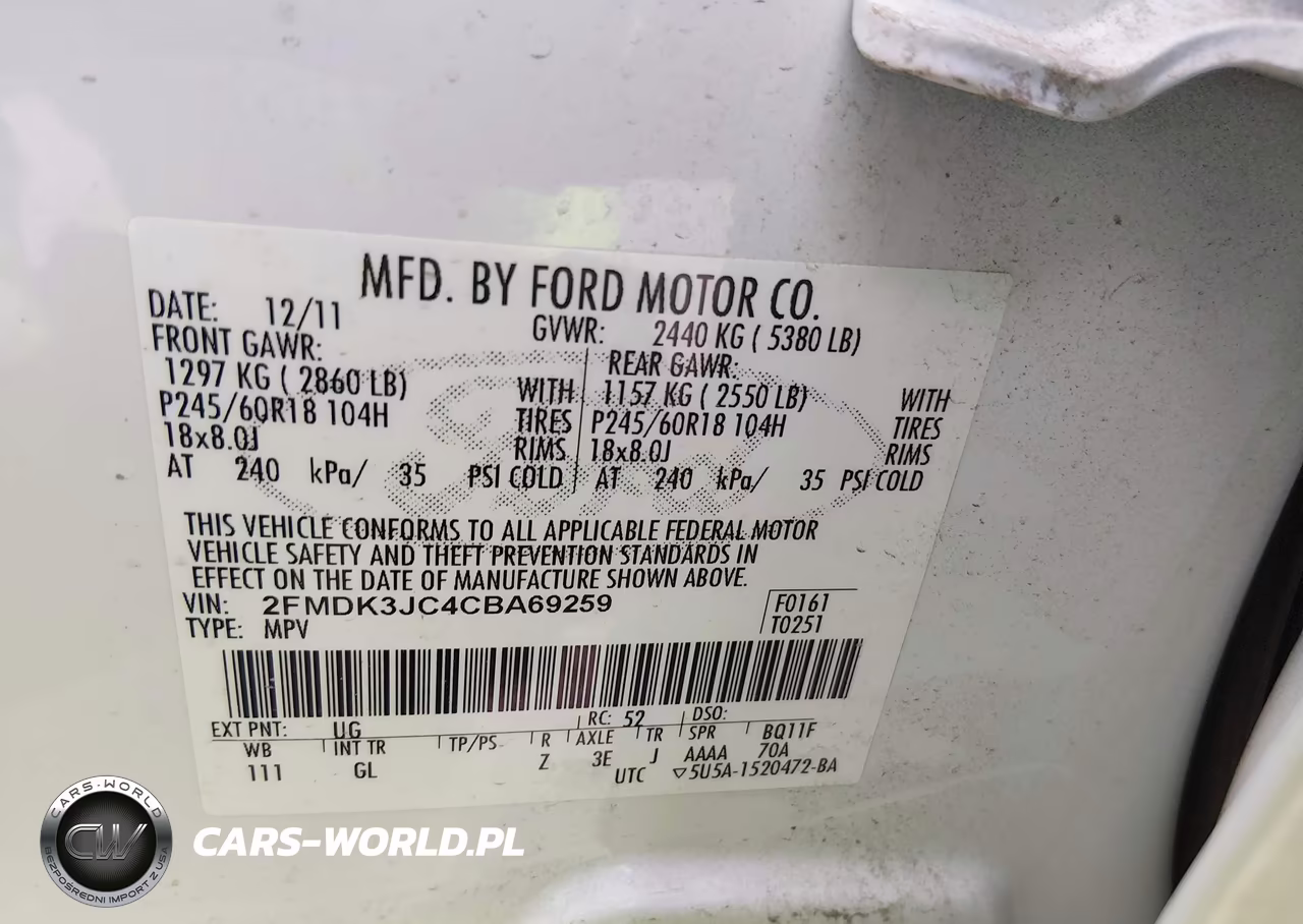 2012 Ford Edge Sel VIN:2FMDK3JC4CBA69259 - 9