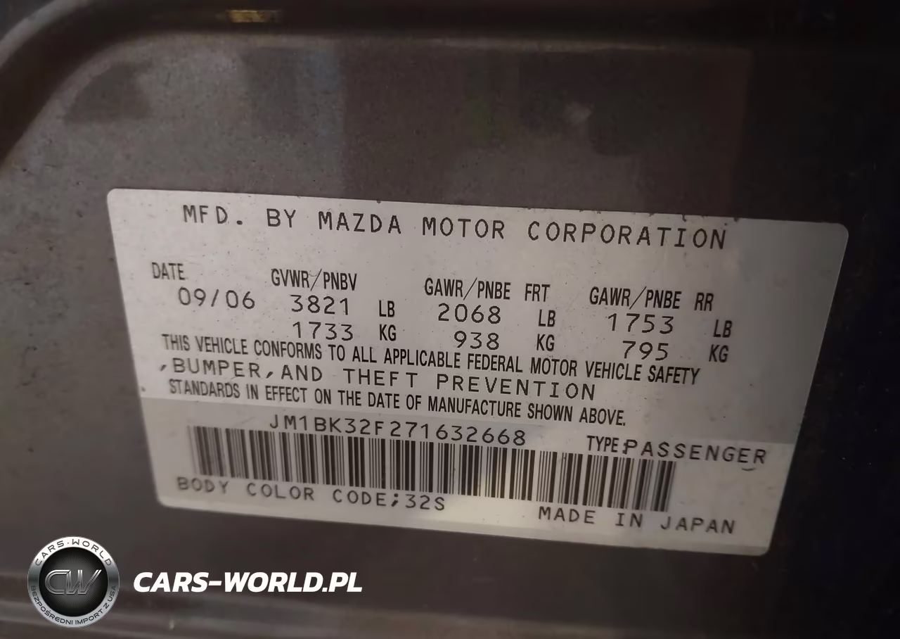2007 Mazda Mazda3 I VIN:JM1BK32F271632668 - 9