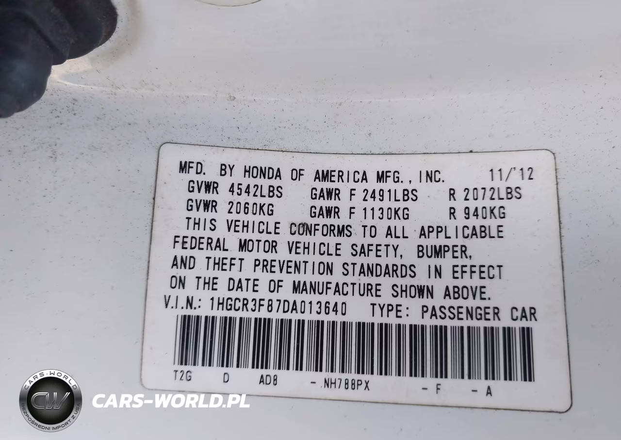 2013 Honda Accord Ex-L V-6 VIN:1HGCR3F87DA013640 - 9