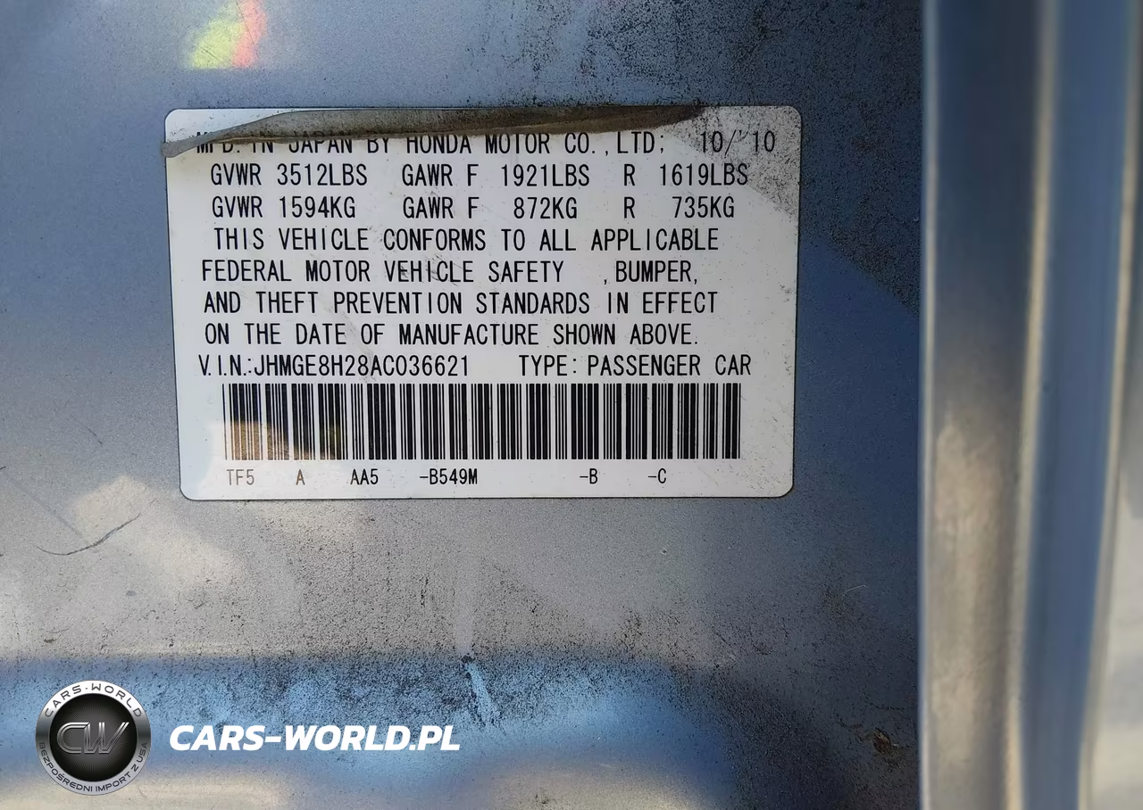2010 Honda Fit VIN:JHMGE8H28AC036621 - 9