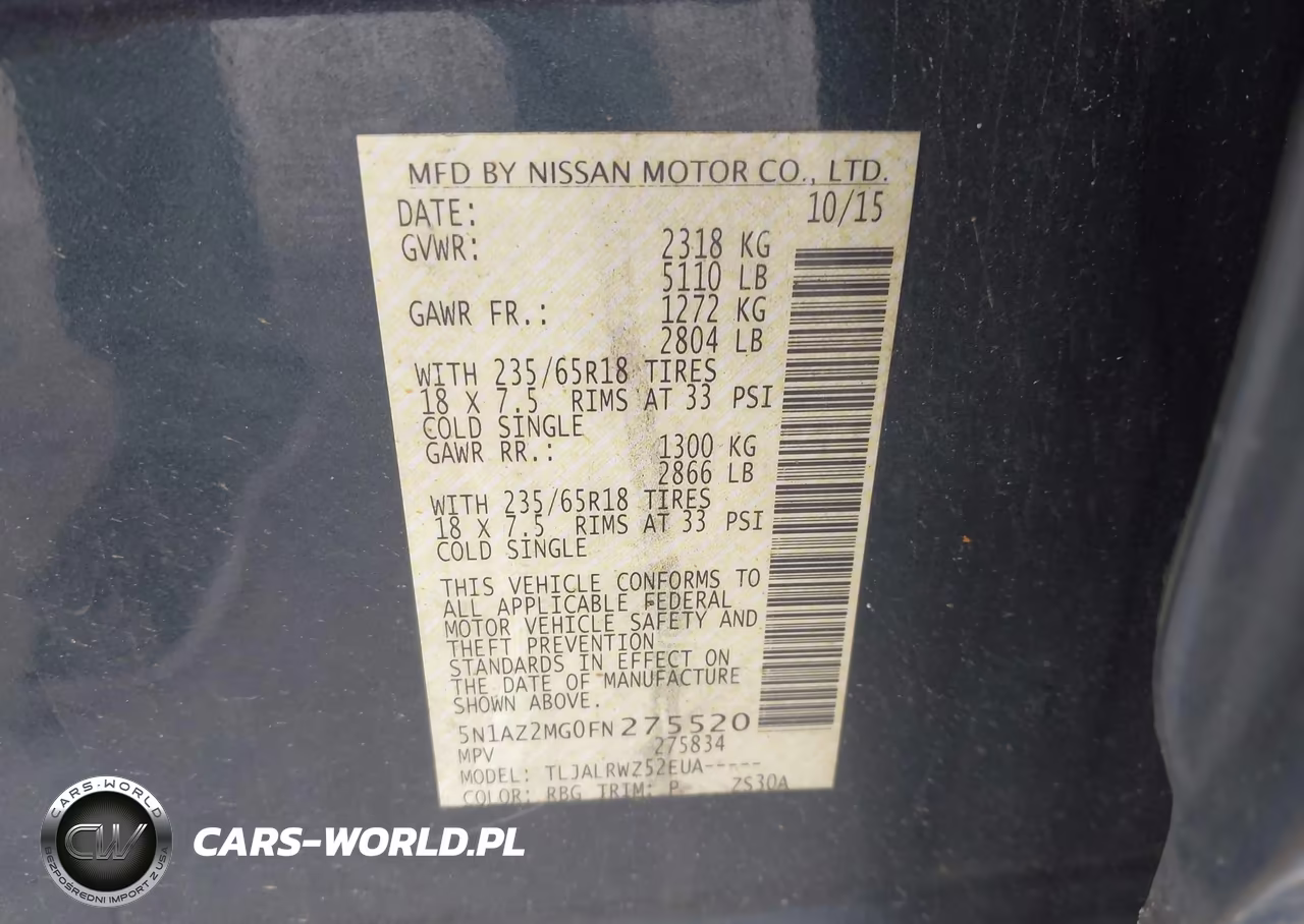 2015 Nissan Murano Sl VIN:5N1AZ2MG0FN275520 - 9