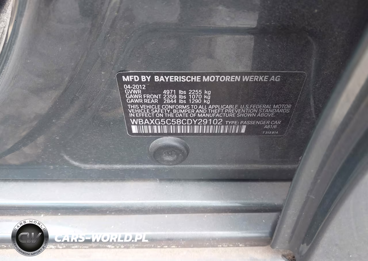 2012 BMW 528I VIN:WBAXG5C58CDY29102 - 9