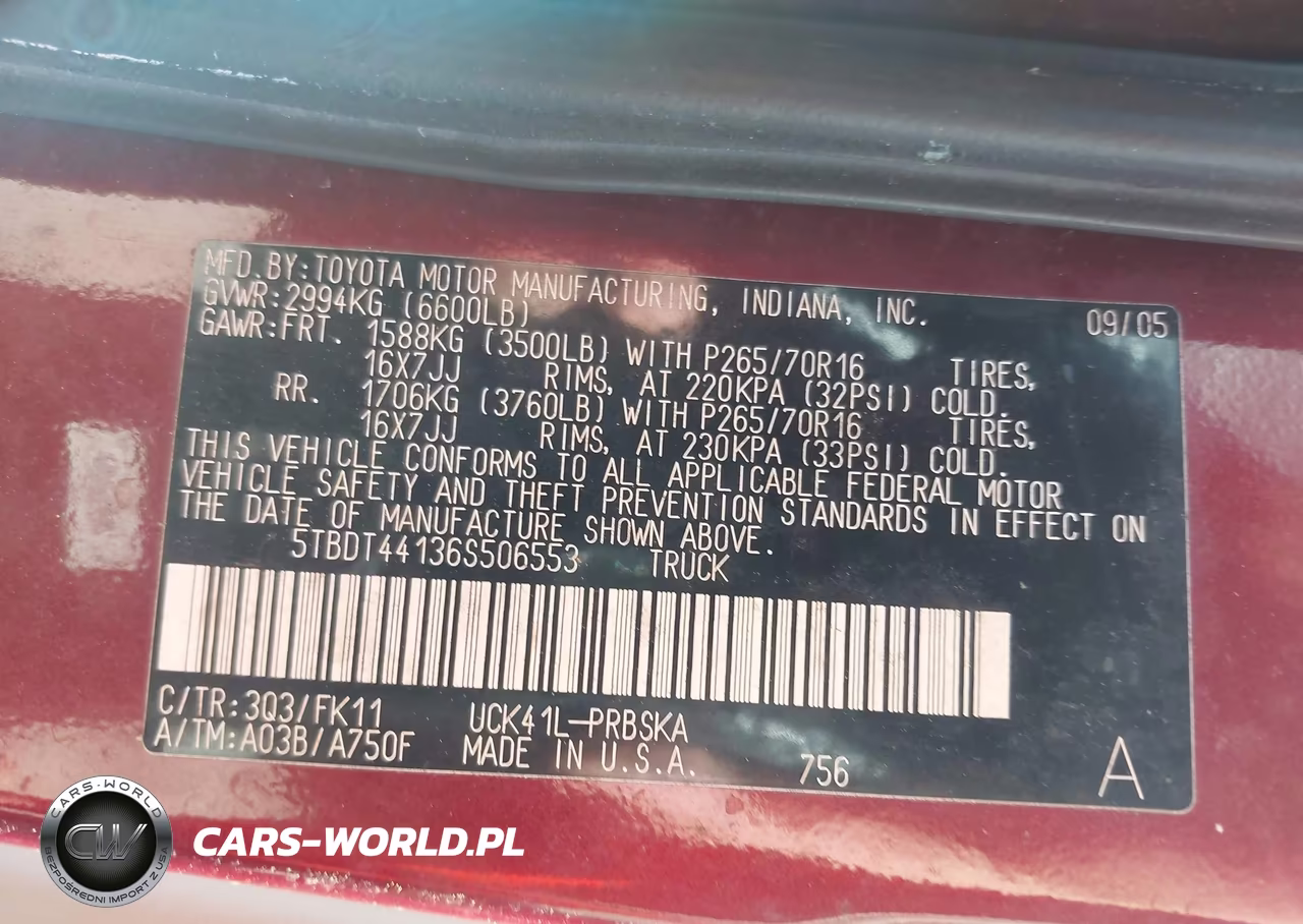 2006 Toyota Tundra Sr5 V8 VIN:5TBDT44136S506553 - 9