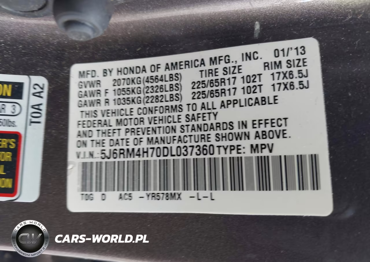 2013 Honda Cr-V Ex-L VIN:5J6RM4H70DL037360 - 9