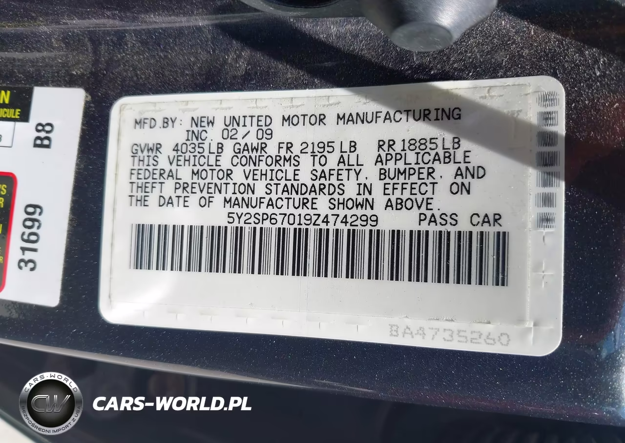 2009 Pontiac Vibe VIN:5Y2SP67019Z474299 - 9