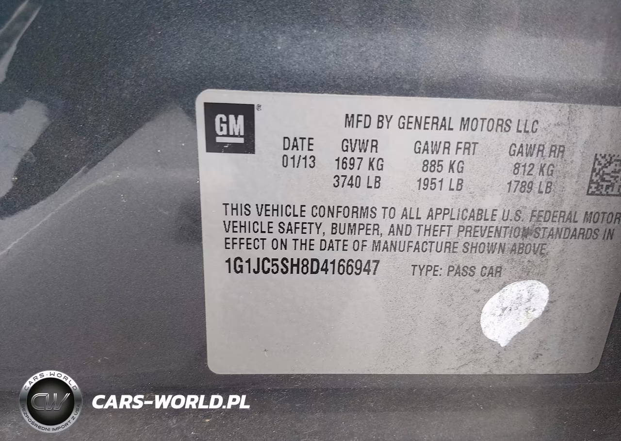 2013 Chevrolet Sonic Lt Auto VIN:1G1JC5SH8D4166947 - 9