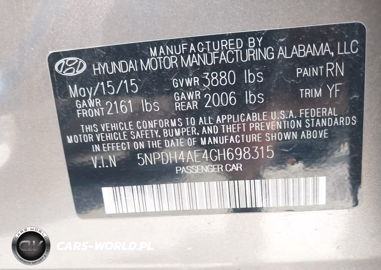 2016 Hyundai Elantra Se VIN:5NPDH4AE4GH698315 - 9