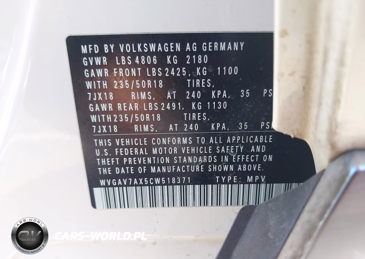 2012 Volkswagen Tiguan Se VIN:WVGAV7AX5CW518371 - 9