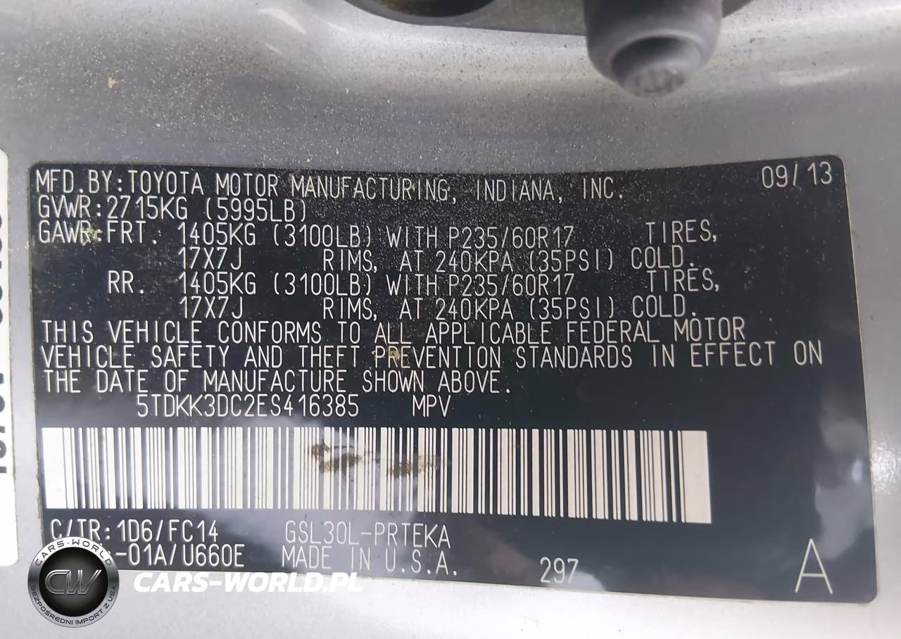 2014 Toyota Sienna Le V6 8 Passenger VIN:5TDKK3DC2ES416385 - 9
