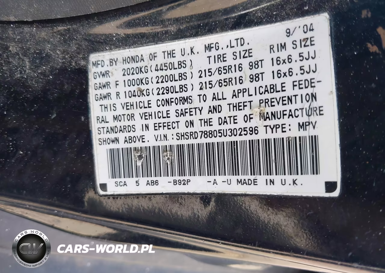 2005 Honda Cr-V Ex VIN:SHSRD78805U302596 - 9