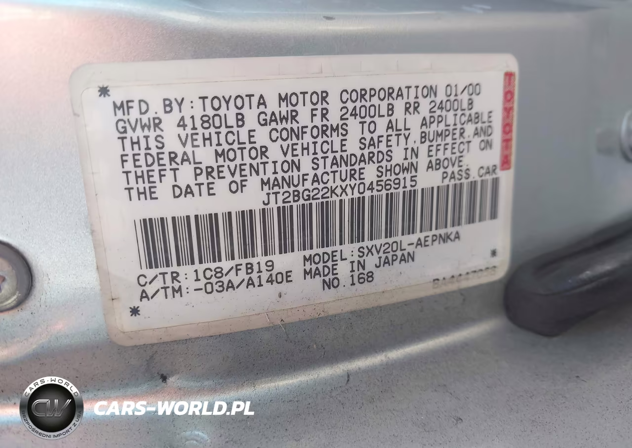 2000 Toyota Camry Le VIN:JT2BG22KXY0456915 - 9