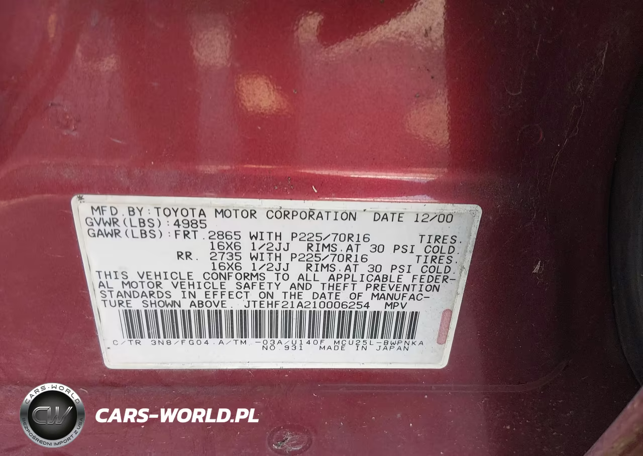 2001 Toyota Highlander V6 VIN:JTEHF21A210006254 - 9