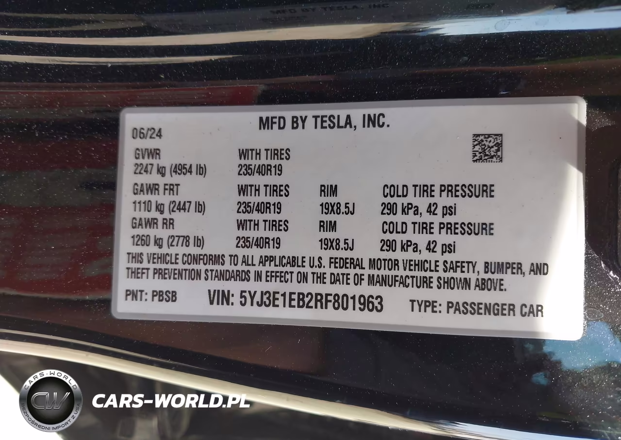 2024 Tesla Model 3 Long Range Dual Motor All-Wheel Drive VIN:5YJ3E1EB2RF801963 - 9