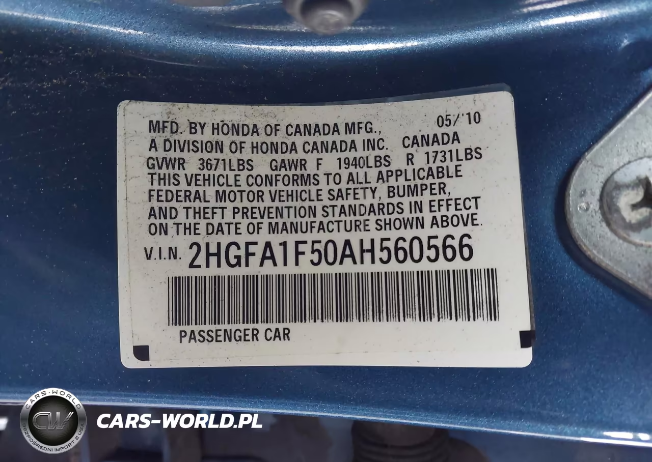 2010 Honda Civic Lx VIN:2HGFA1F50AH560566 - 9