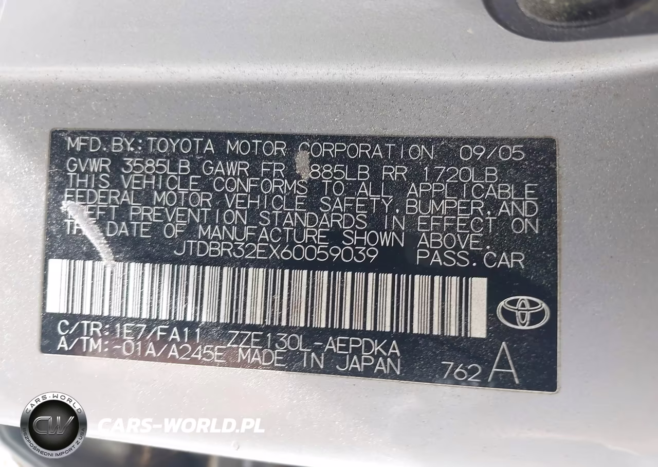 2006 Toyota Corolla Ce VIN:JTDBR32EX60059039 - 9