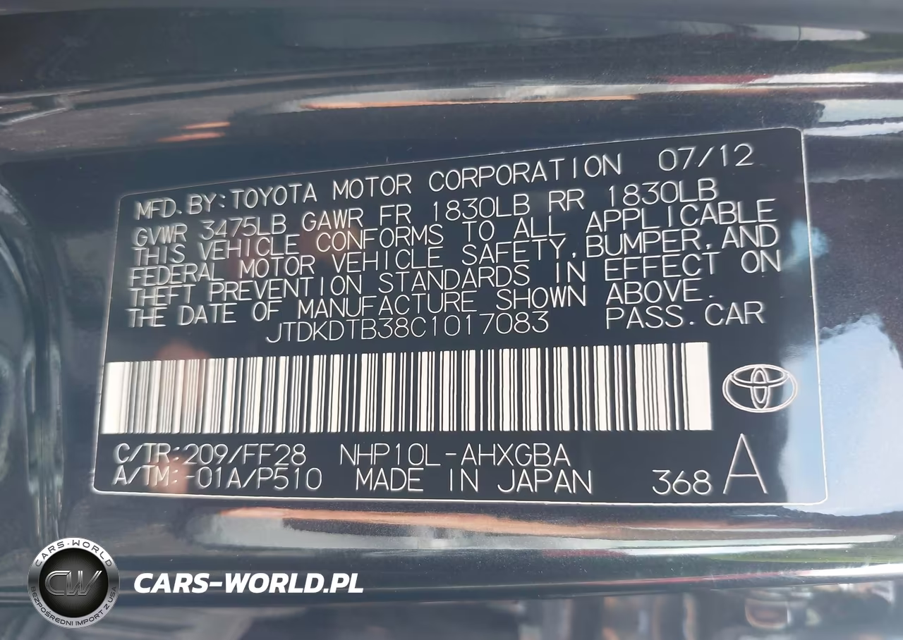2012 Toyota Prius C Three VIN:JTDKDTB38C1017083 - 9