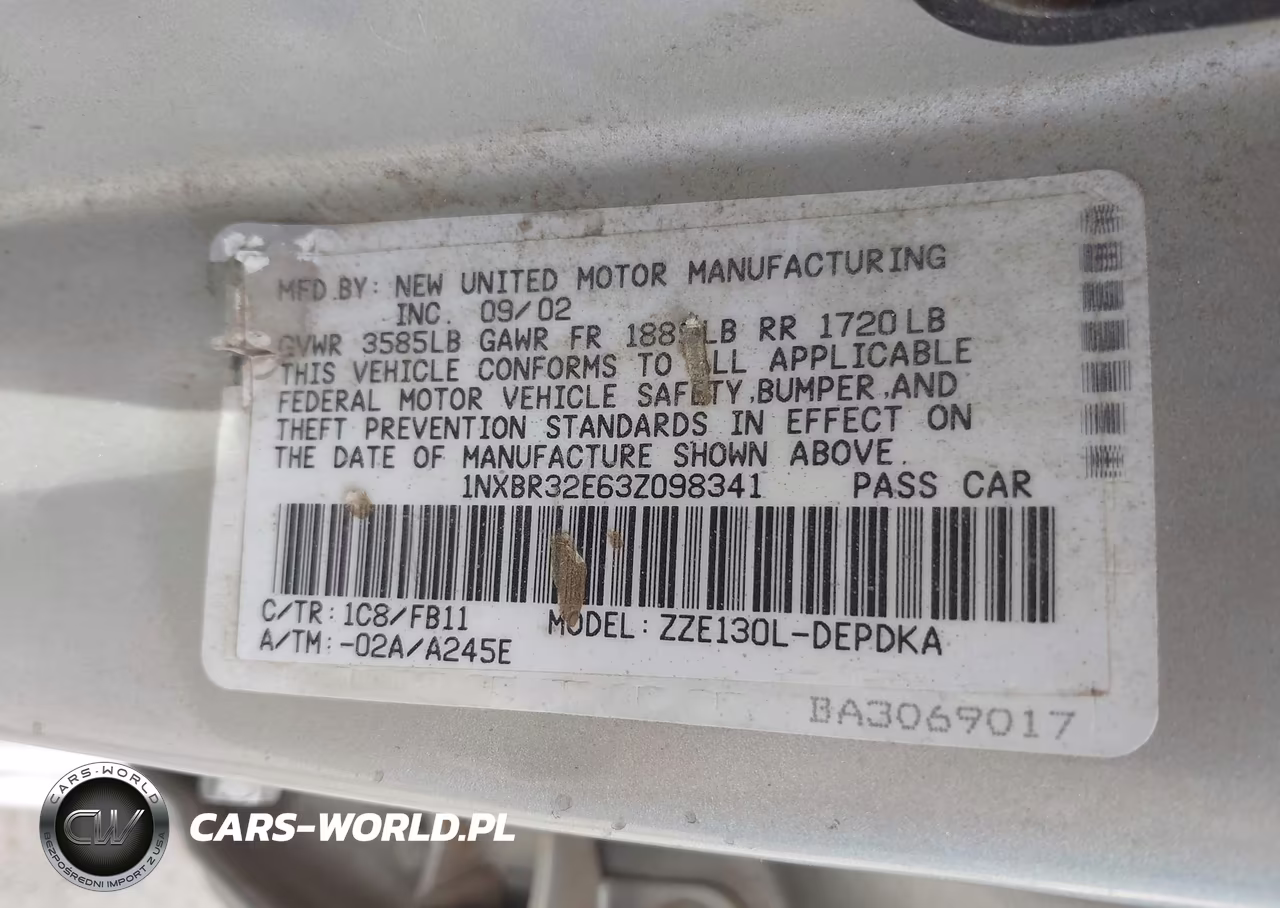 2003 Toyota Corolla Ce VIN:1NXBR32E63Z098341 - 9