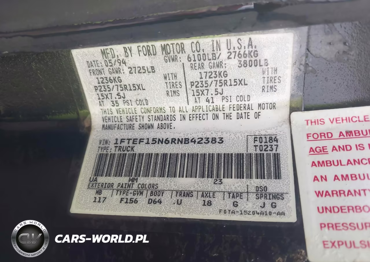 1994 Ford F150 VIN:1FTEF15N6RNB42383 - 9