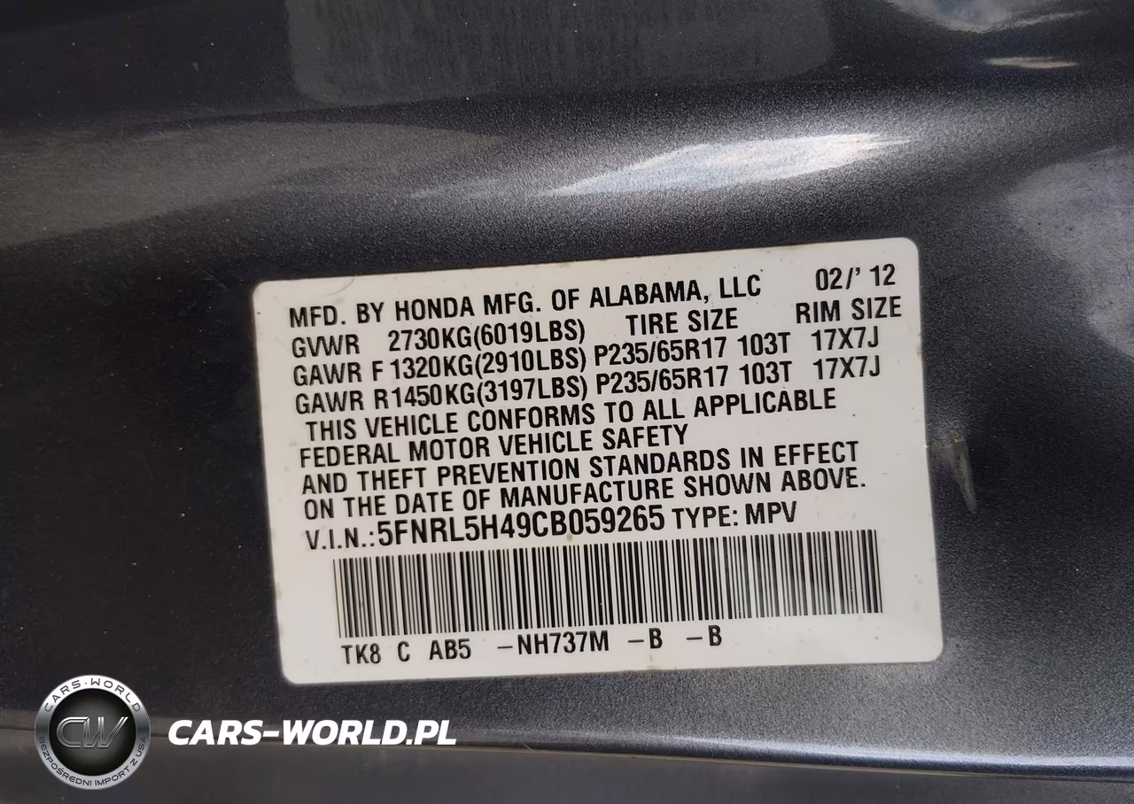 2012 Honda Odyssey Ex VIN:5FNRL5H49CB059265 - 9