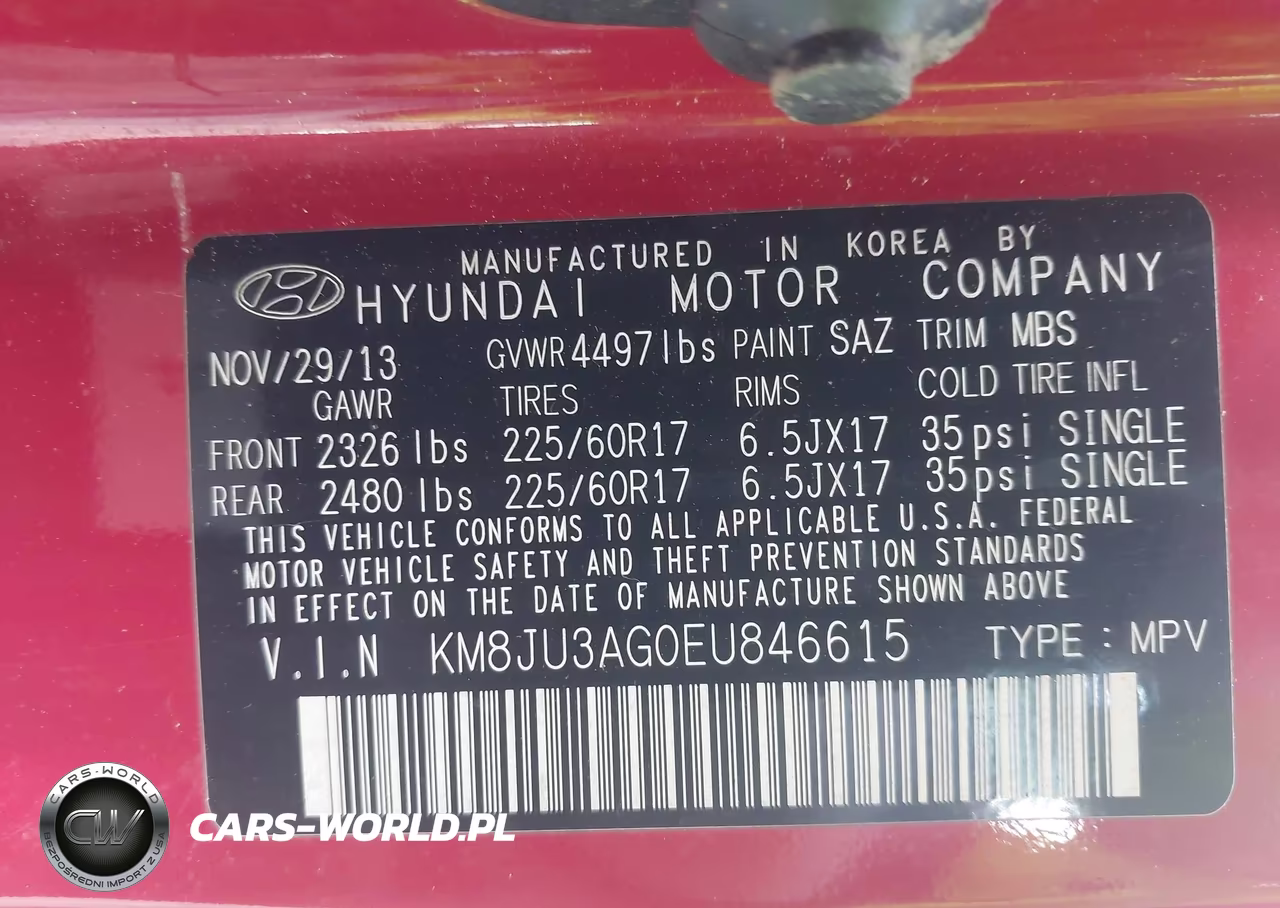 2014 Hyundai Tucson Se VIN:KM8JU3AG0EU846615 - 9