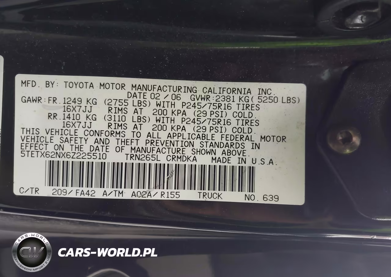 2006 Toyota Tacoma Prerunner VIN:5TETX62NX6Z225510 - 9