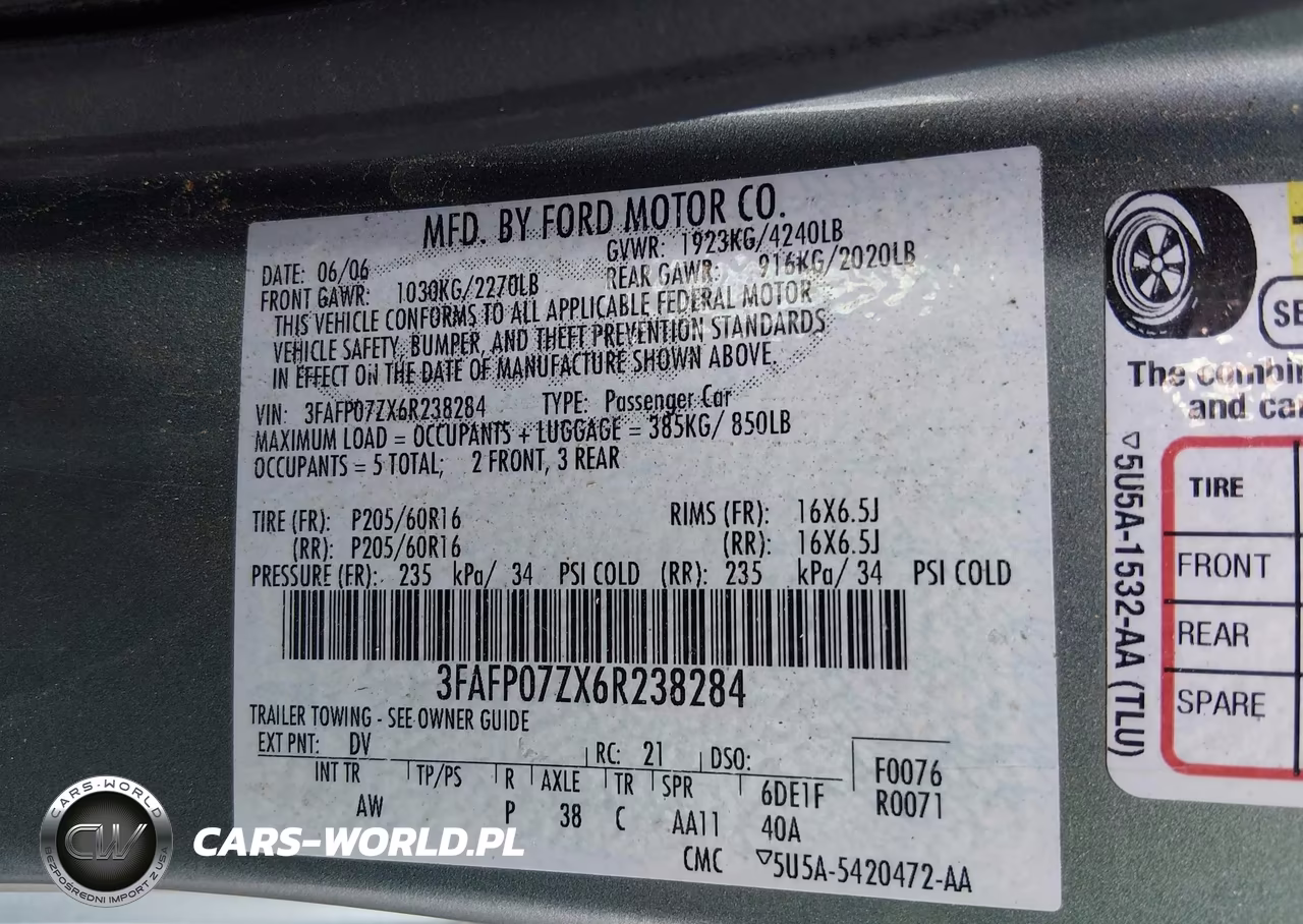 2006 Ford Fusion Se VIN:3FAFP07ZX6R238284 - 9