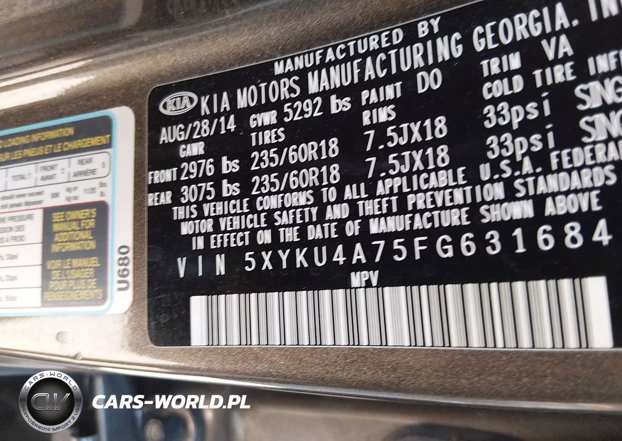 2015 Kia Sorento Ex V6 VIN:5XYKU4A75FG631684 - 9