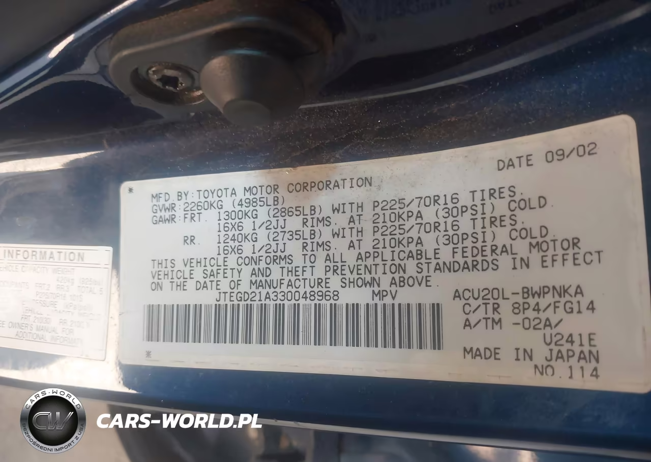 2003 Toyota Highlander VIN:JTEGD21A330048968 - 9