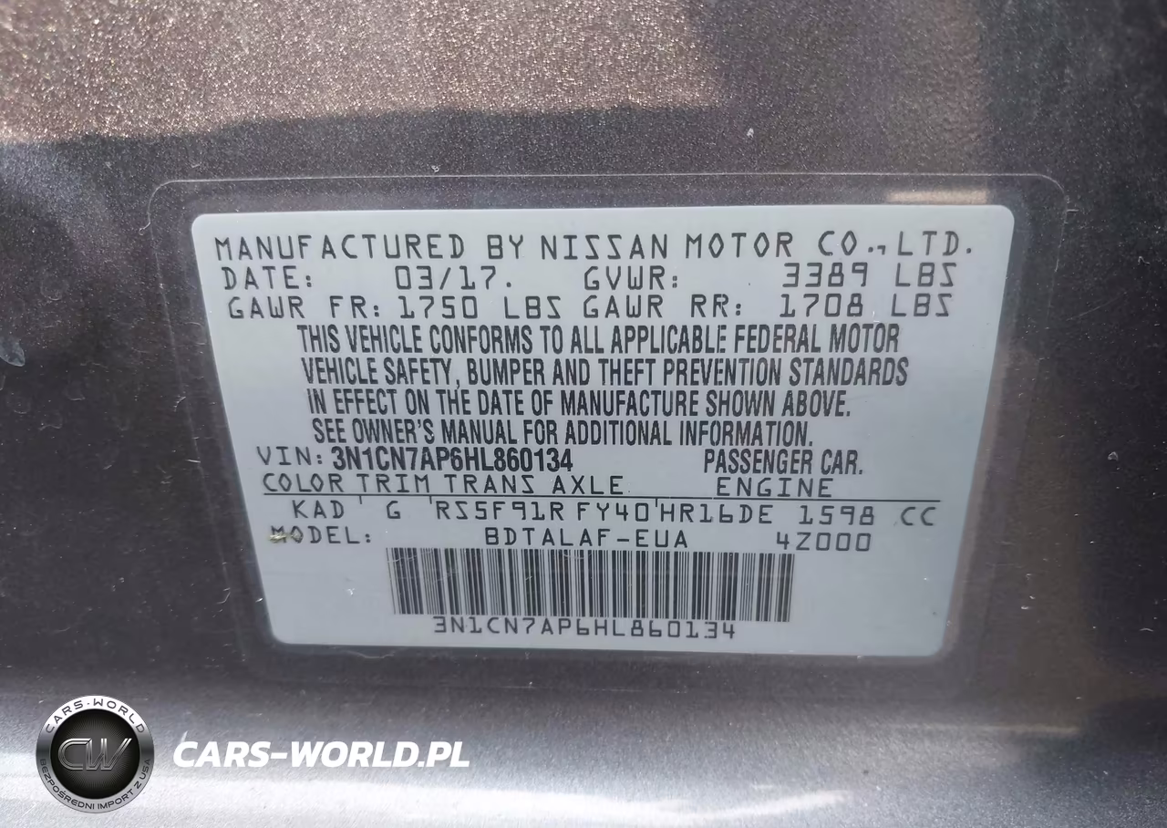 2017 Nissan Versa 1.6 S VIN:3N1CN7AP6HL860134 - 9
